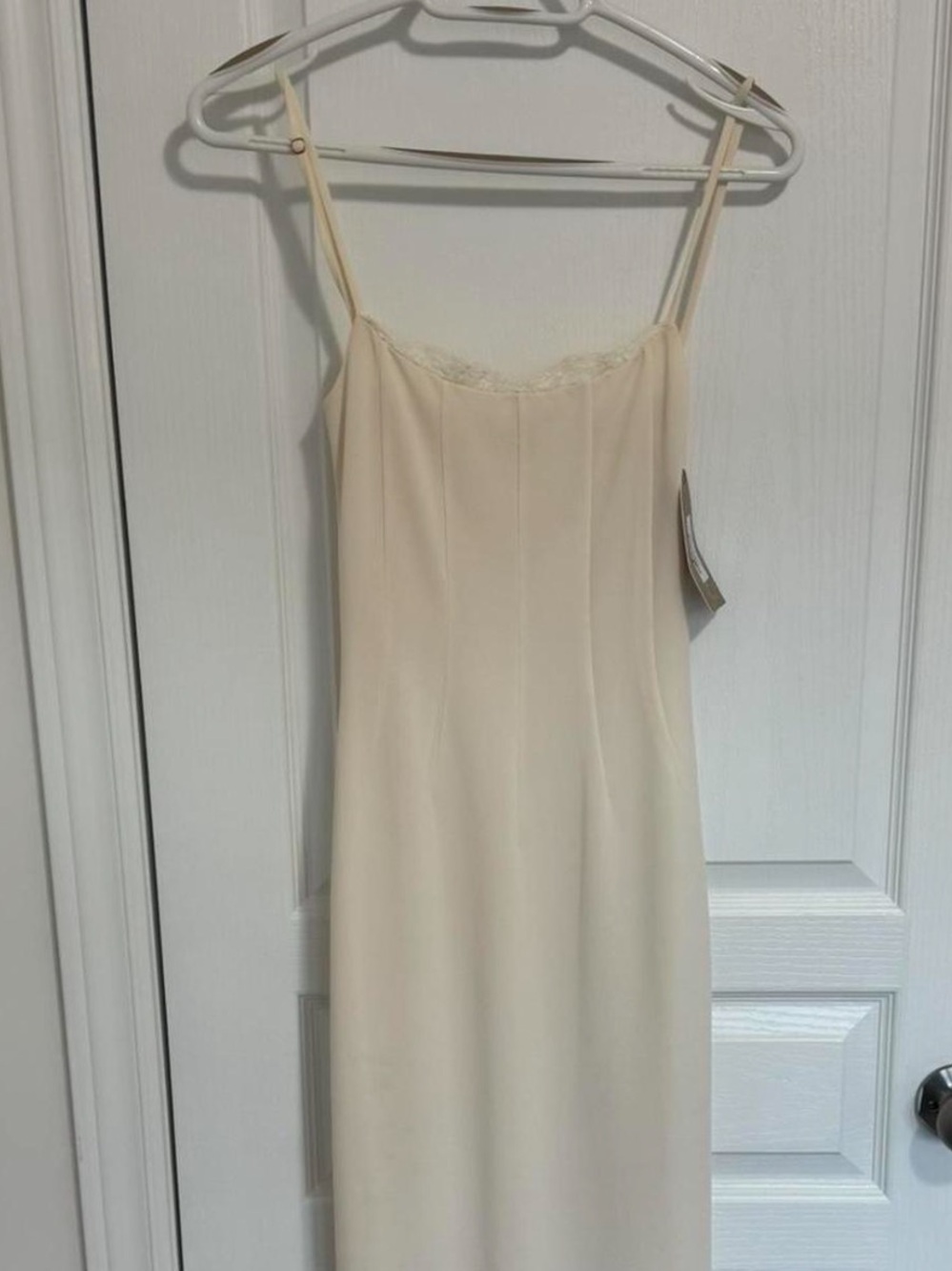 Meshki Cream Strapless Slip Maxi Dress with Lace Trim - Picture 3 of 4